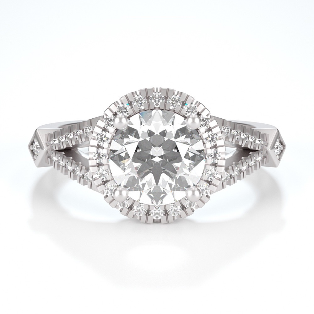 1.5ct D, VVS1 Moissanite Halo Ring - Picture 5 of 8